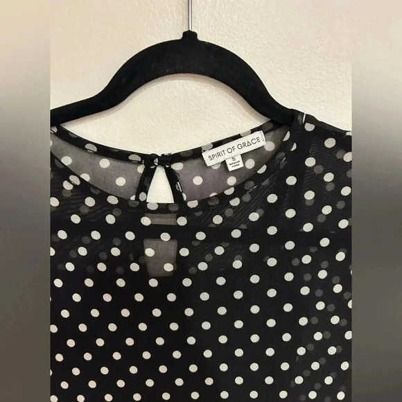 SPIRIT OF GRACE mesh polka dot tiered midi long sleeve dress S Ivy city co - Picture 4 of 9